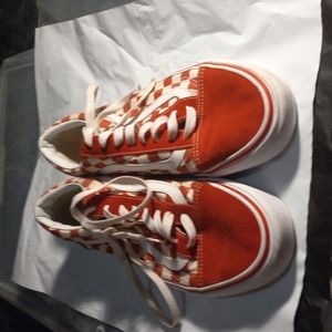 Checker red and white sneakers vans size us men's 8.5 /woman sizes 10